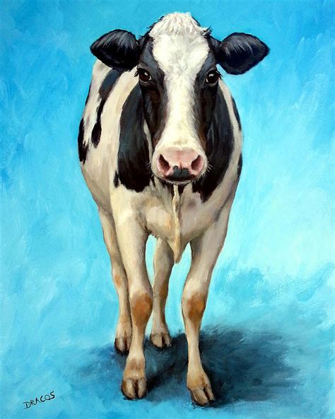 Holstein Cow Standing on Turquoise Painting by Dottie Dracos - Fine Art ...