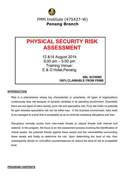 physical security risk assessment