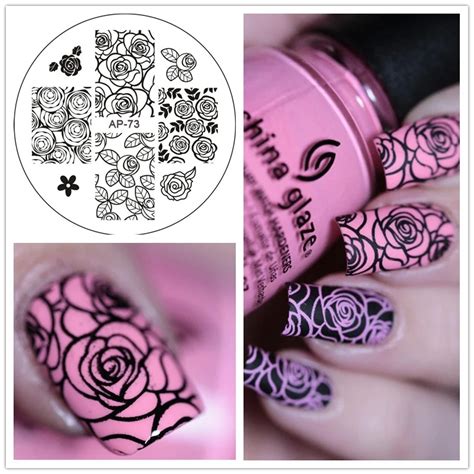 Rose Flower Nail Art Stamping Template Image Plate AP73 Nail Stencil ...