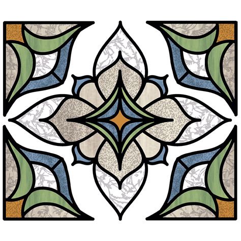 NH2415 - Blue Alden Stained Glass Window Decals - by InHome