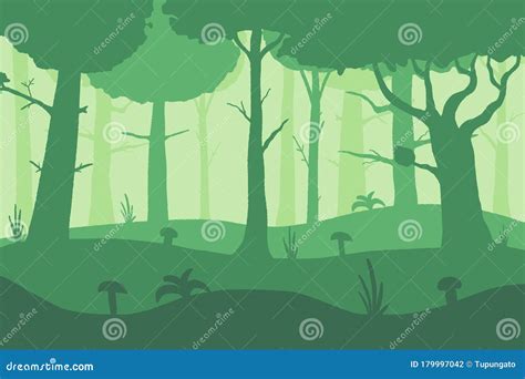 Forest Background. Silhouette Foggy Panorama. Landscape With Trees ...