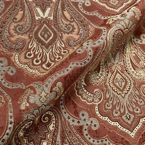 Claret Burgundy Red Damask Jacquard Upholstery Fabric - 54" by the Yard ...