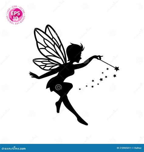 Beautiful Fairy Silhouette Vector Template D Stock Vector ...