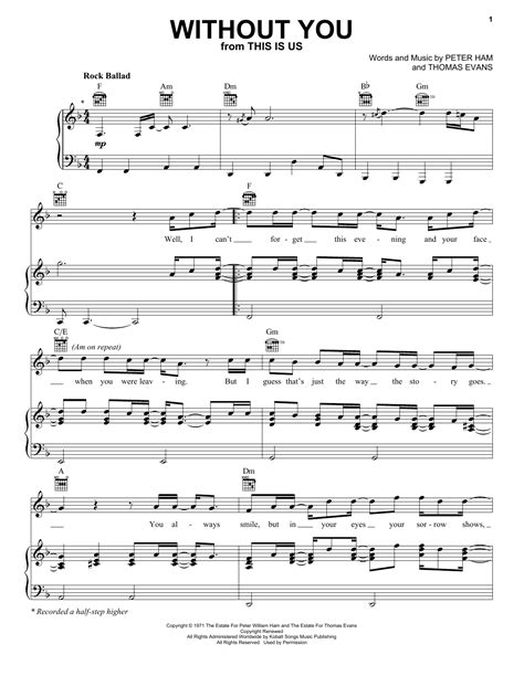 Air Supply "Without You" Sheet Music Notes | Download Printable PDF ...