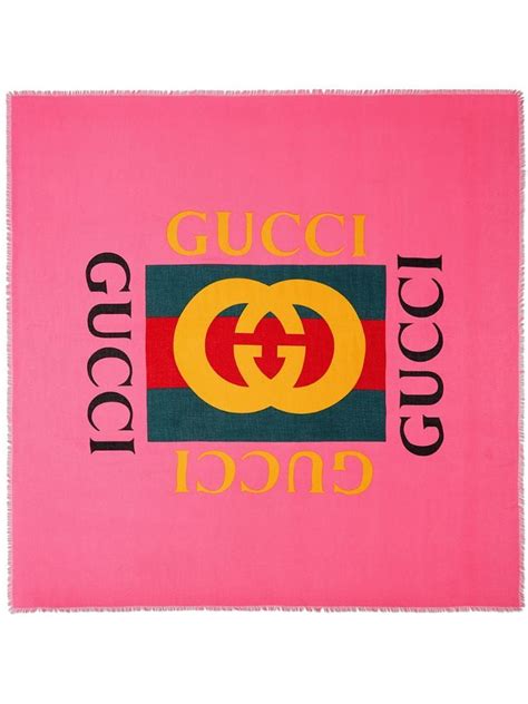 Gucci Gucci logo modal silk shawl - Pink Retro Vintage, Vintage Gucci ...