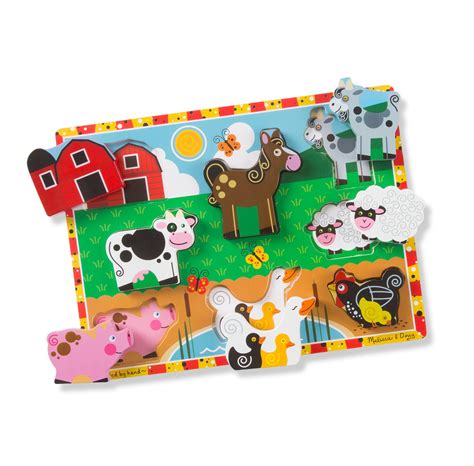 Melissa & Doug Farm Chunky Puzzle (Preschool, Chunky Wooden Pieces ...