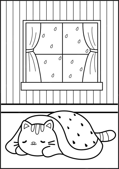 Premium Vector | A vector of coloring pages of a sleeping cat