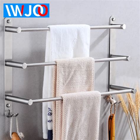 Stainless Steel Towel Bar Bathroom Towel Holder Three Layer Towel Rack ...