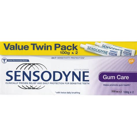 GSK Sensodyne Gum Care Fluoride Toothpaste, 3.52 oz (100 g) Twin Pack ...