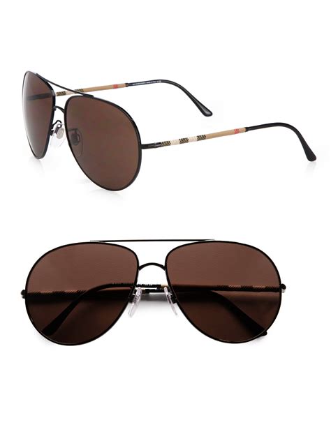 Lyst - Burberry Metal Aviator Sunglasses in Black for Men