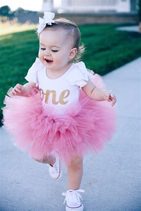 First Birthday Outfit - Leotard and Tutu - Dusty Rose Tutu and Gold One ...