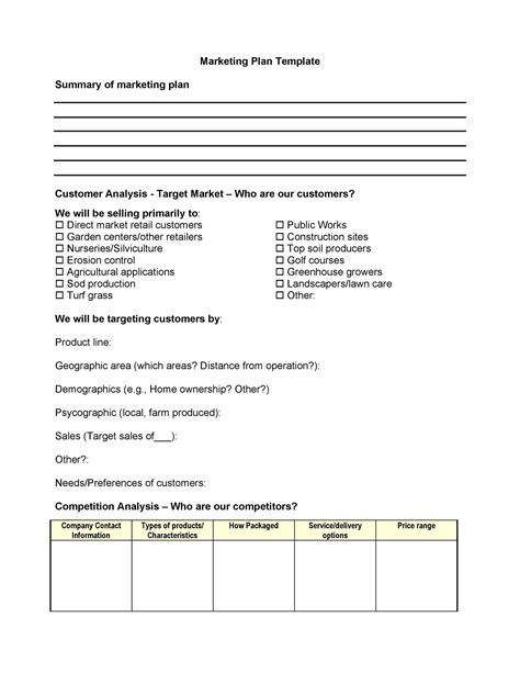 Free Marketing Plan Template Word