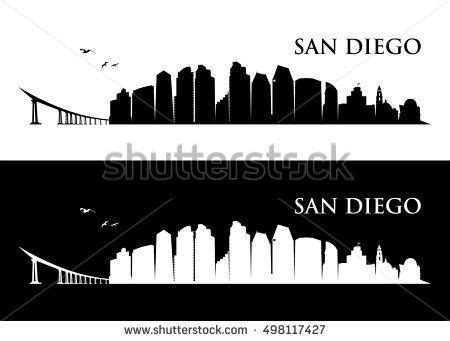 San diego skyline silhouette vector - Google Search | San diego skyline ...