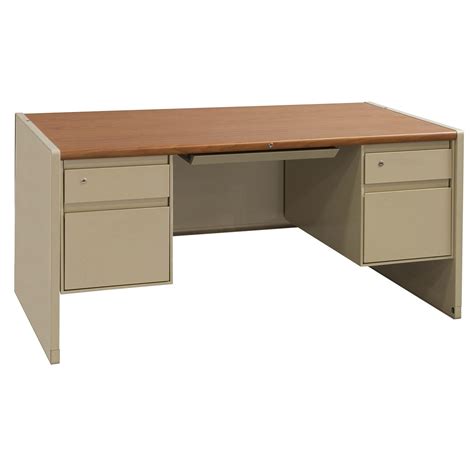 Steelcase Metal Used 30x60 Double Pedestal Desk, Putty - National ...