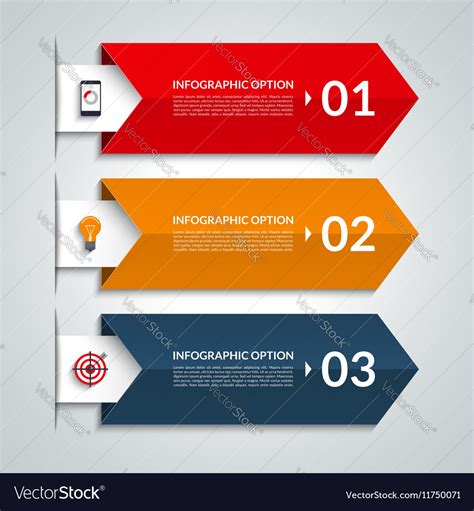 Arrow infographic template with 3 steps Royalty Free Vector