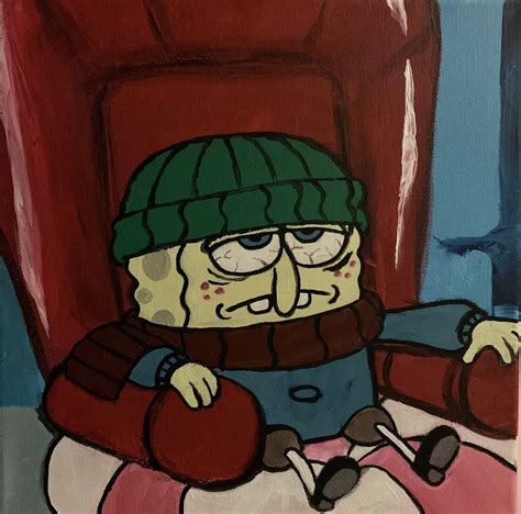 Acrylic Painting On Canvas SpongeBob SquarePants Sick With The Suds ...