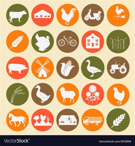 Set agriculture animal husbandry icons Royalty Free Vector