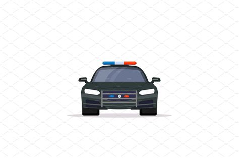 Front view police car | Vector Graphics ~ Creative Market