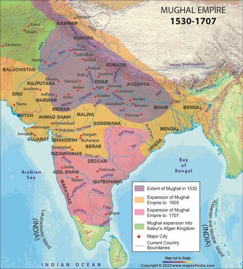 Mughal Empire Map, Mughal Empires