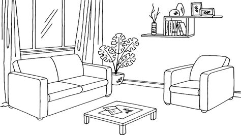 Coloring Pages-How to Draw Living Room Coloring Page for Kids Learn ...