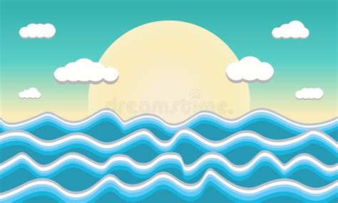 Animated Background of Waves in the Ocean with Sun and Clouds Stock ...