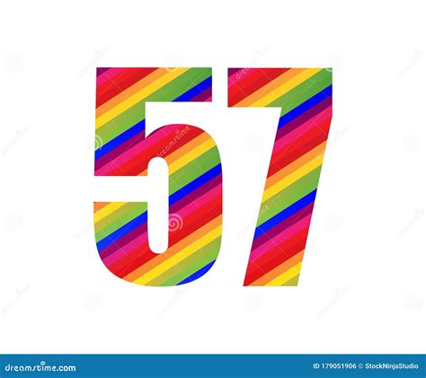 57 Cifre Numeriche in Stile Arcobaleno. Illustrazione Colorata Del ...