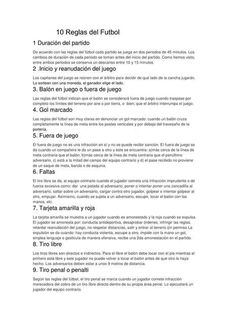 10 Reglas del Futbol | RAUL TRIGOZO | uDocz