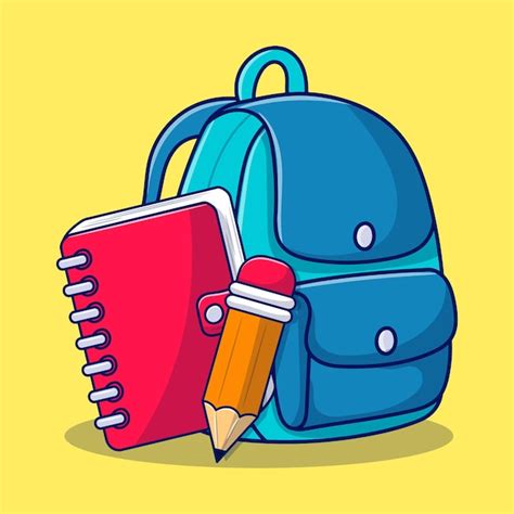 Premium Vector | School bag with pencil and book clipart educational ...