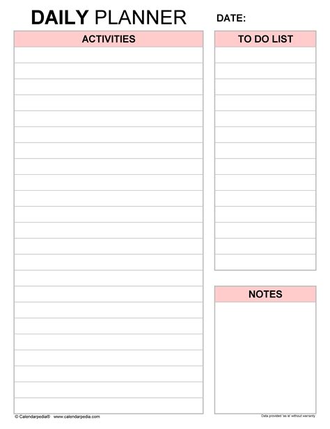 Daily Planner Excel Template