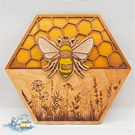 Handmade Honey Bee Decor, Bee Flower Decor, Bee Wall Art, Honeycomb ...