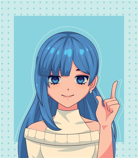 anime girl blue hair 11485185 Vector Art at Vecteezy