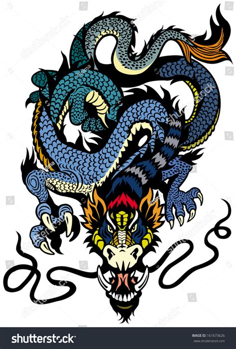 Dragon Tattoo Front View Illustration Isolated On White Background ...