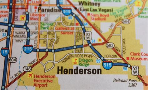 Map Image of Henderson, Nevada Editorial Stock Image - Image of east ...