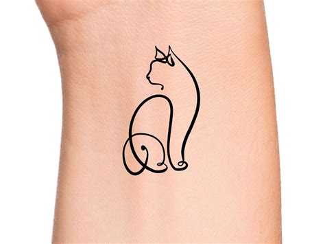 Cat Line Temporary Tattoo / Cat Tattoos / Animal Tattoos - Etsy