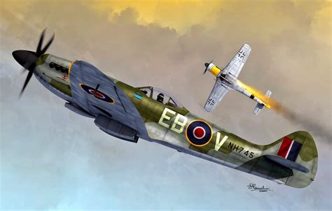 Wallpaper Spitfire, Air force, Royal Air Force, WWII, Spitfire Mk.XIV ...