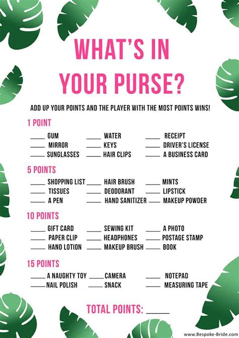 Whats In Your Purse Game Free Printable