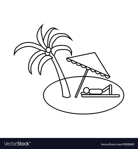 Beach icon outline style Royalty Free Vector Image