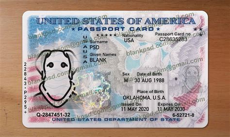 US Passport Card Template Psd New - Blank PSD