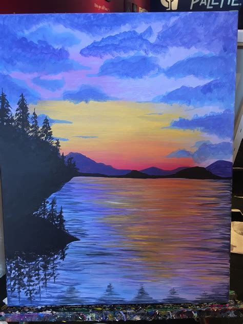 Acrylic painting of a sunset.. | Sunset painting, Painting, Acrylic artwork