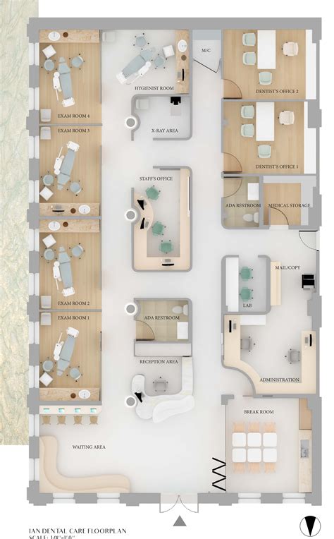 Plan for Dental Office with Multiple Desks and Chairs