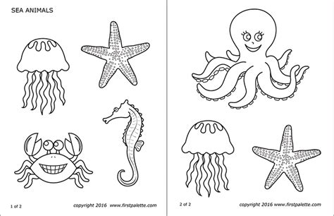 Sea Animals | Free Printable Templates & Coloring Pages | FirstPalette.com