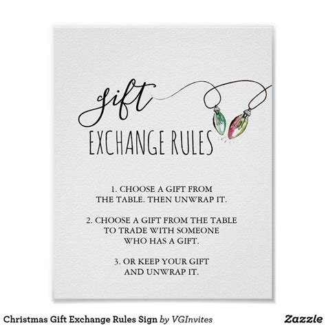 Christmas Gift Exchange Rules Sign | Zazzle | Christmas gift exchange ...