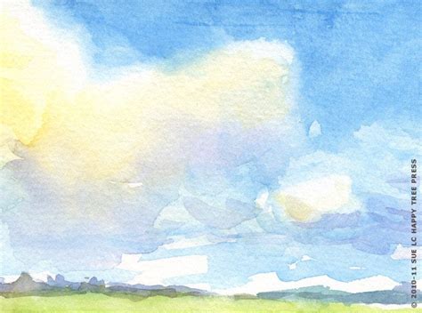 Blue Sky Watercolor Print Watercolor Landscape by HappyTreePress