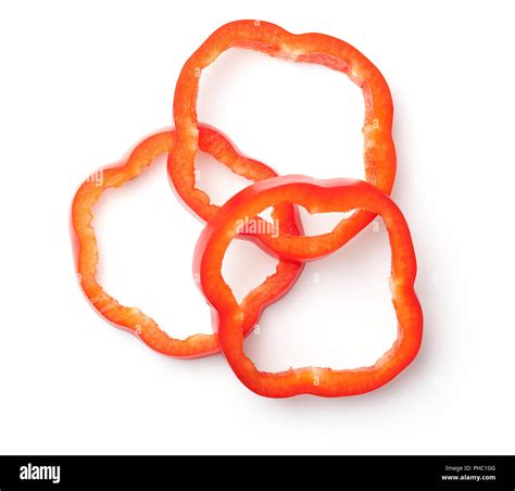 Red Pepper Slices Isolated on White Background Stock Photo - Alamy