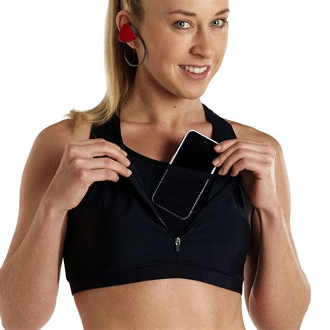 Apex Sports Bra w/ EMF Safety Cell Phone Pocket - blk/blk/blk ...