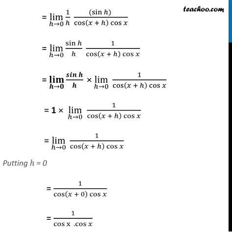 Prove that Derivative of tan x is sec^2 x - by First Principle