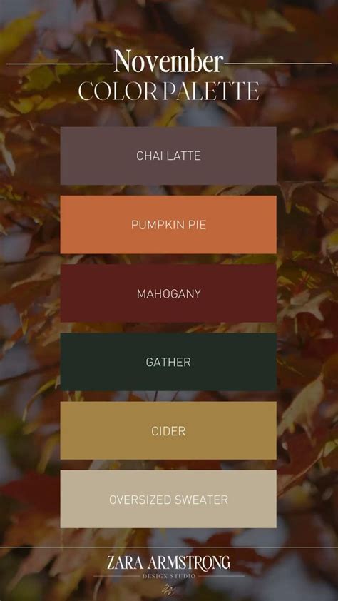 November color palette. Brand color palette ideas. Fall colors. Cozy ...