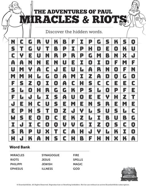 Acts 19 Miracles & Riots Bible Word Search Puzzles | Clover Media