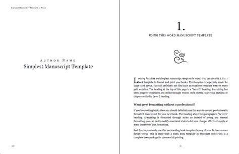 Book manuscript template in 8.5 x 11 paper size