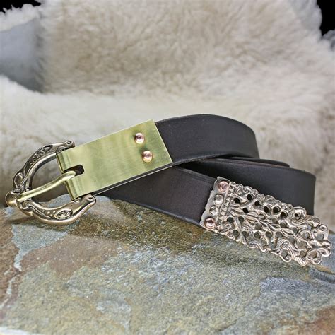 Customisable Handmade Leather Viking Belt with Bronze Replica Fittings